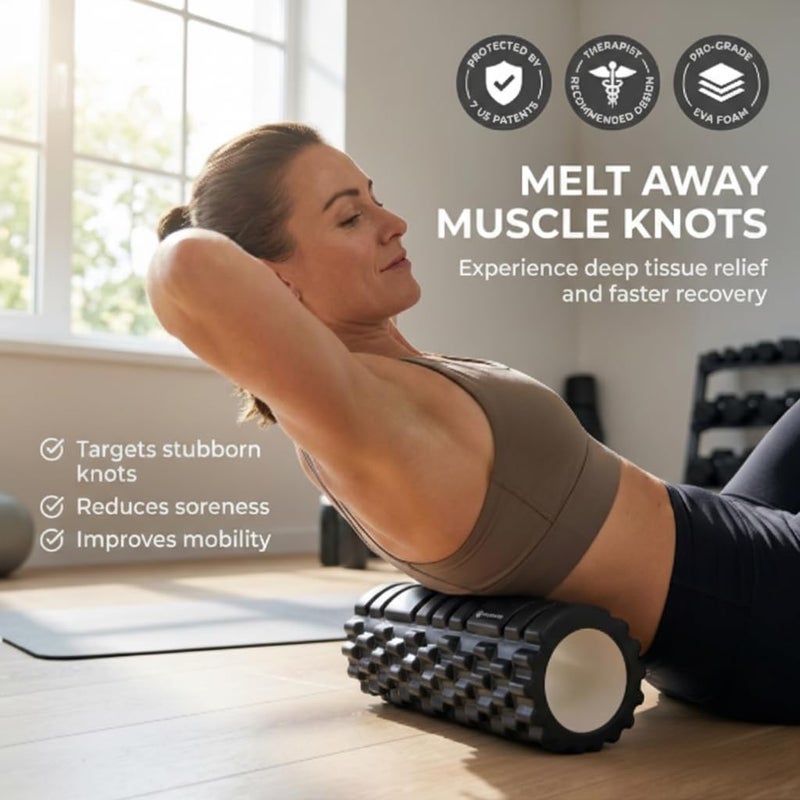 GODBOD Strong Foam Roller - Deep Tissue Medium Density Muscle Massager with Myofascial Trigger Point Release, Back Massage Roller for Soreness and Mobility 13 x 5.5 Inch - Image 2